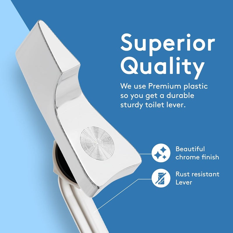 RAVINE Toilet Handle Replacement- American Standard Toilet Flush Handle with Elegant Design, Durable Toilet Flush Lever Front Mount - Easy to Install Toilet Bowl Handle Replacement (Chrome) - Image 3
